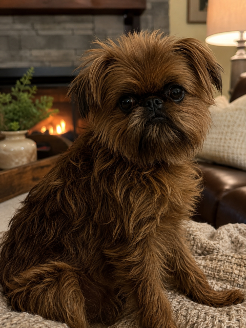 Rough-coated Brussels Griffon with a beard and textured facial furnishings